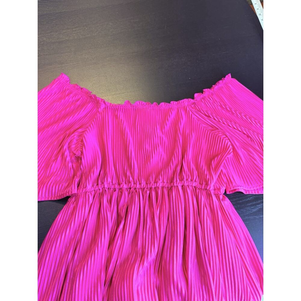 NWT Simply Southern Pleated Dress Large Fuchsia Pink Flutter Sleeve Mini Barbie - Picture 10 of 11